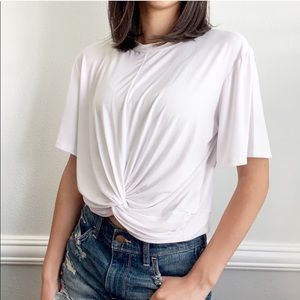 NWT— Good Luck Gem White Infinity Knot Tie Blouse